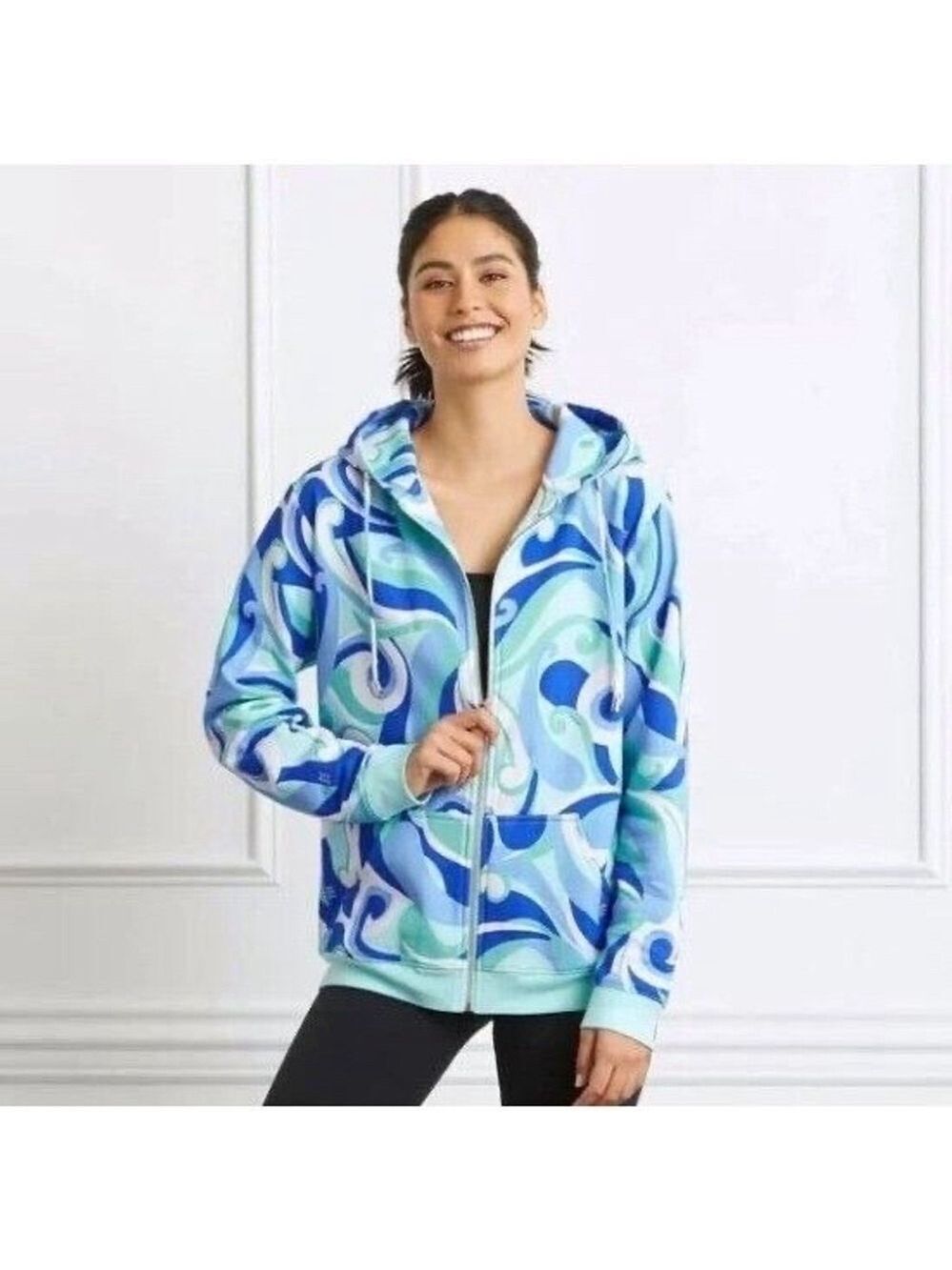 Hill House Home Allie Zip Up Hoodie Ocean Kaleidoscope Extra Small
